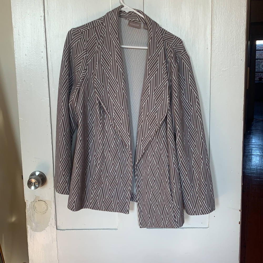 Chico’s Taupe Patterned Sweater Blazer